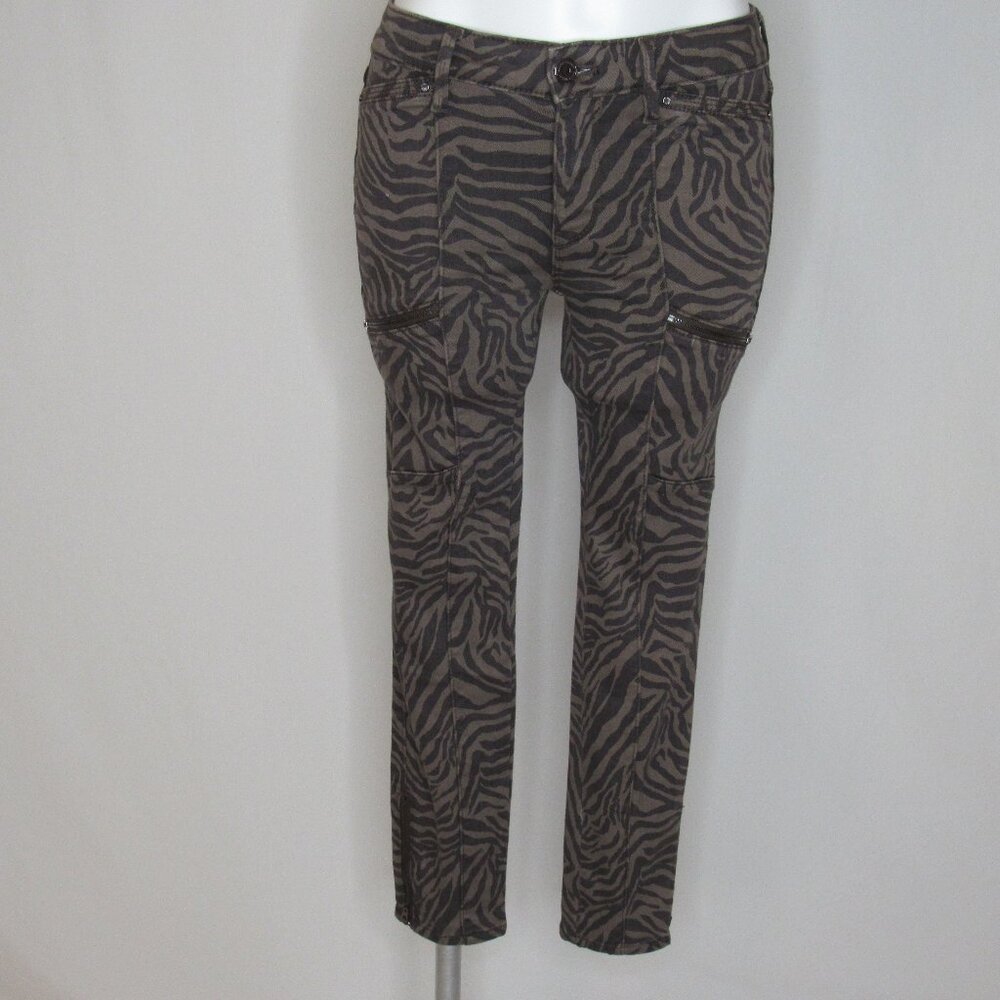 White House Black Market Animal Print The Skinny Crop Cargo Jeans 26" 00 New